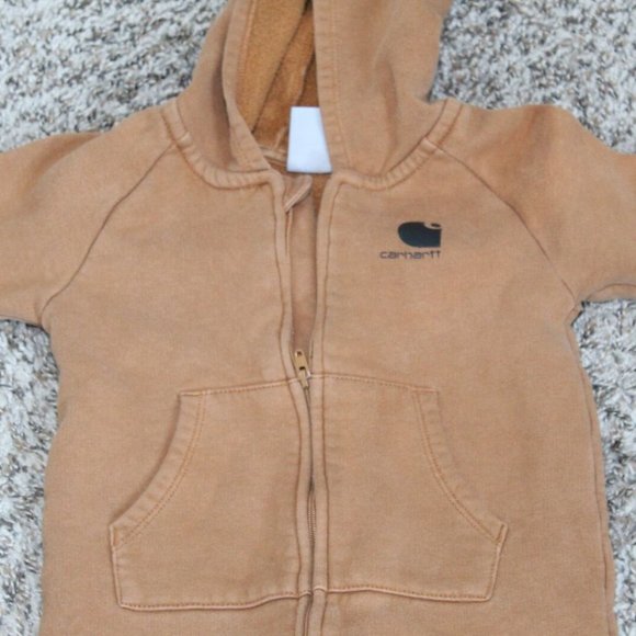 Carhartt Hooded Bodysuit One Piece Brown Baby Toddler Size 18M 18 Months H11912 - Picture 3 of 8
